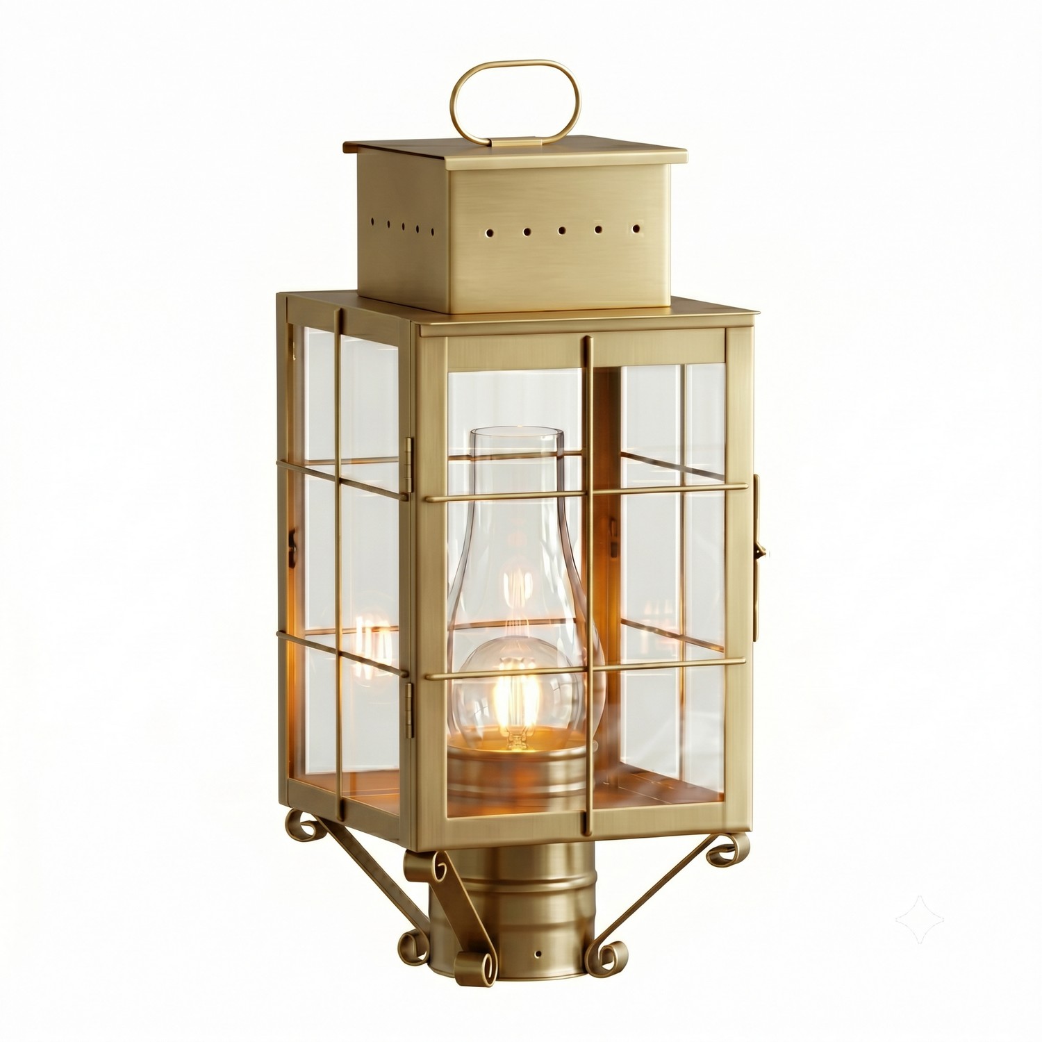 One Light Post Lantern by Innovations - Norfield Collection, Antique Brass Finish - 9420-H-AB-CL-C