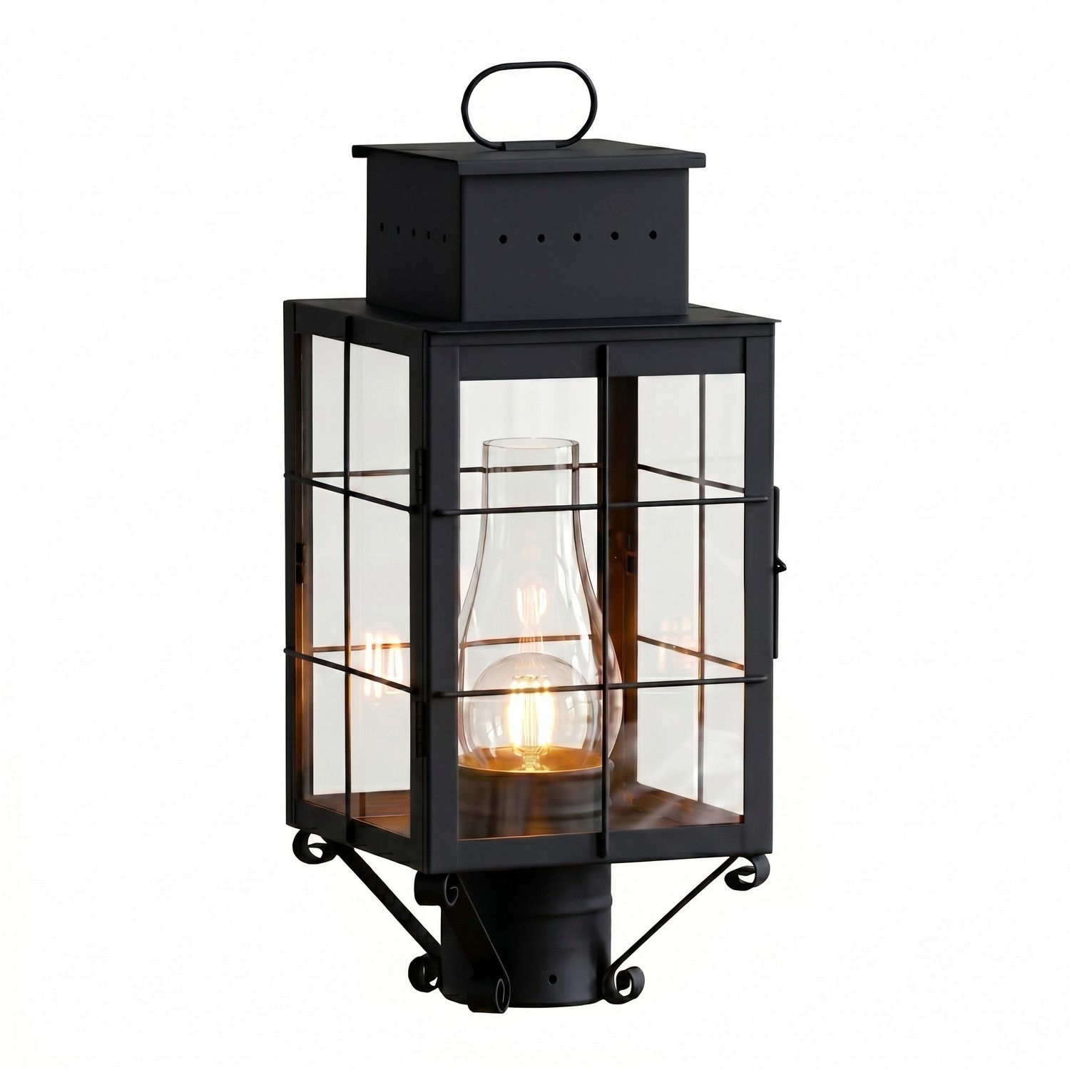One Light Post Lantern by Innovations - Norfield Collection, Matte Black Finish - 9420-H-BK-CL-C