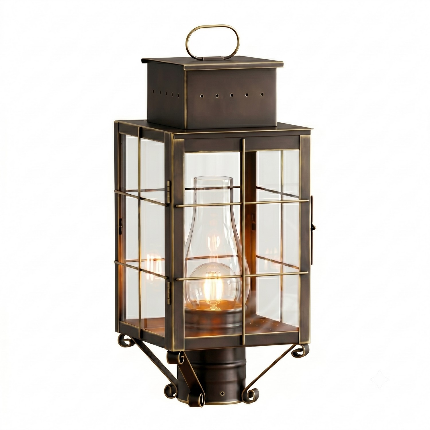 One Light Post Lantern by Innovations - Norfield Collection, Bronze Finish - 9420-H-BZ-CL-C