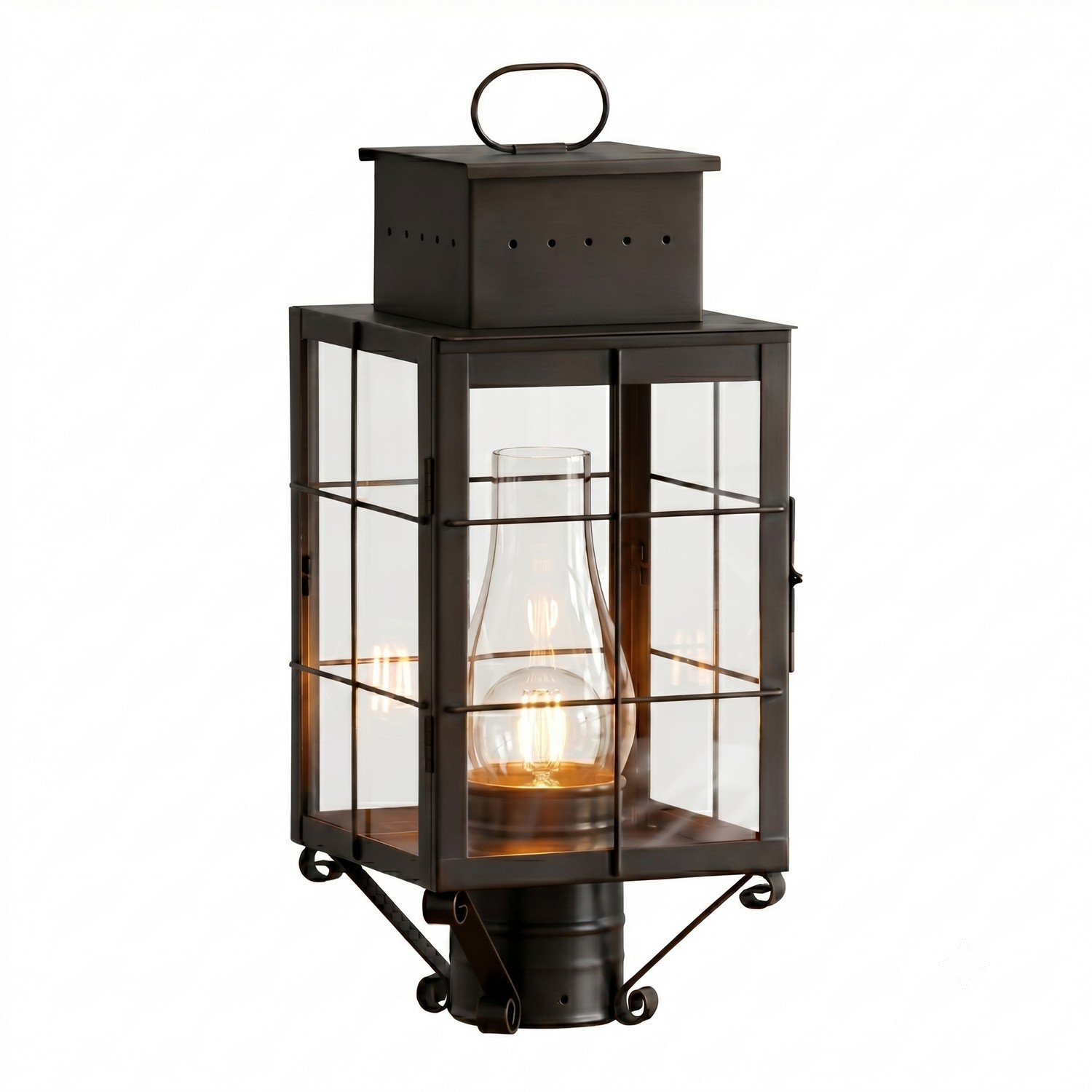 One Light Post Lantern by Innovations - Norfield Collection, Dark Brass Finish - 9420-H-DB-CL-C