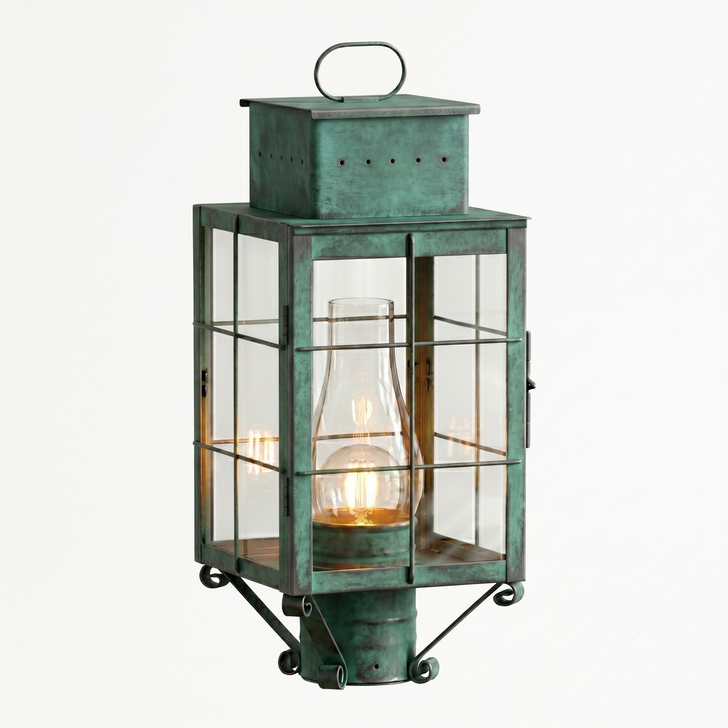 One Light Post Lantern by Innovations - Norfield Collection, Verde Green Finish - 9420-H-VG-CL-C