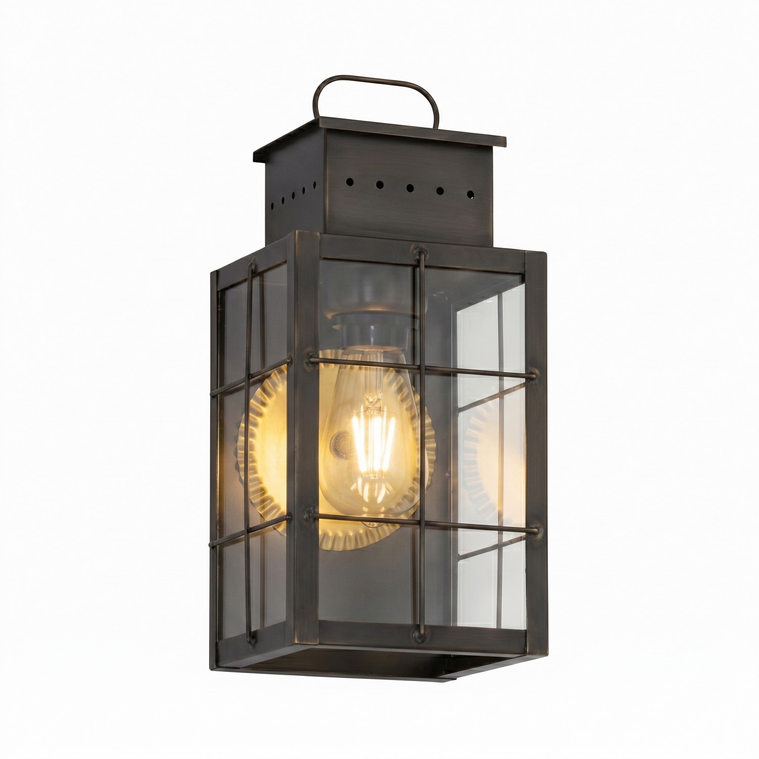 One Light Wall Sconce by Innovations - Norfield Collection, Dark Brass Finish - 9421-H-DB-CL