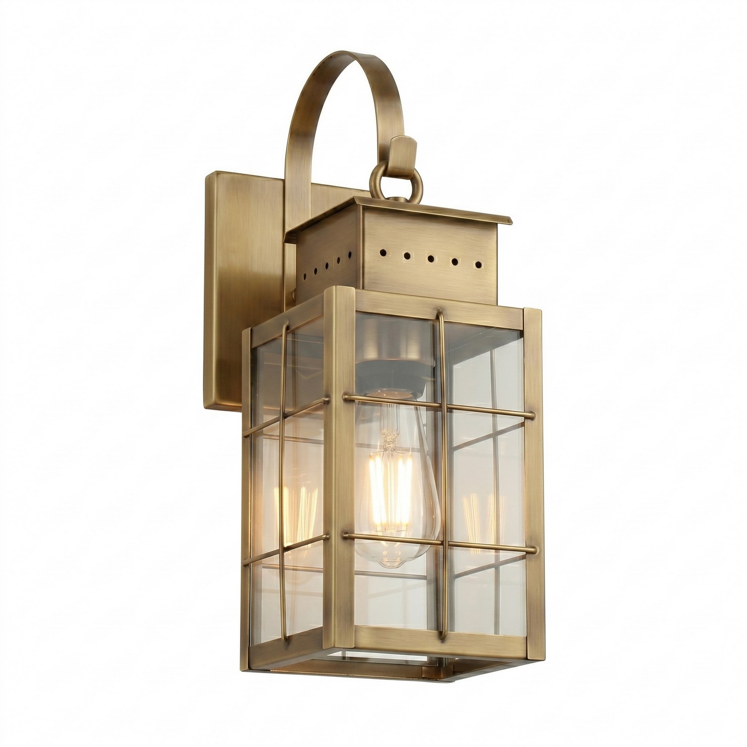 One Light Wall Sconce by Innovations - Norfield Collection, Antique Brass Finish - 9421P-H-AB-CL