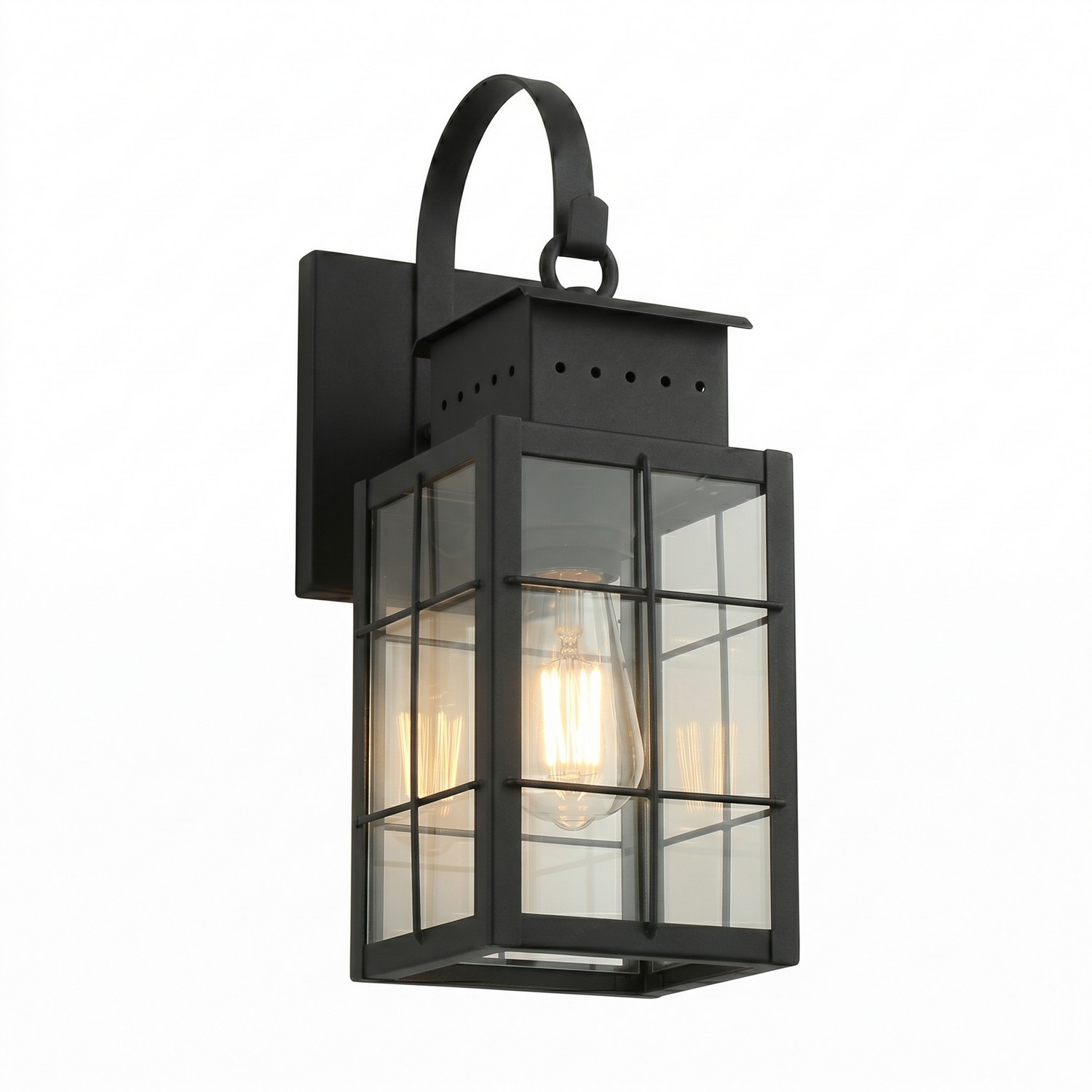 One Light Wall Sconce by Innovations - Norfield Collection, Matte Black Finish - 9421P-H-BK-CL