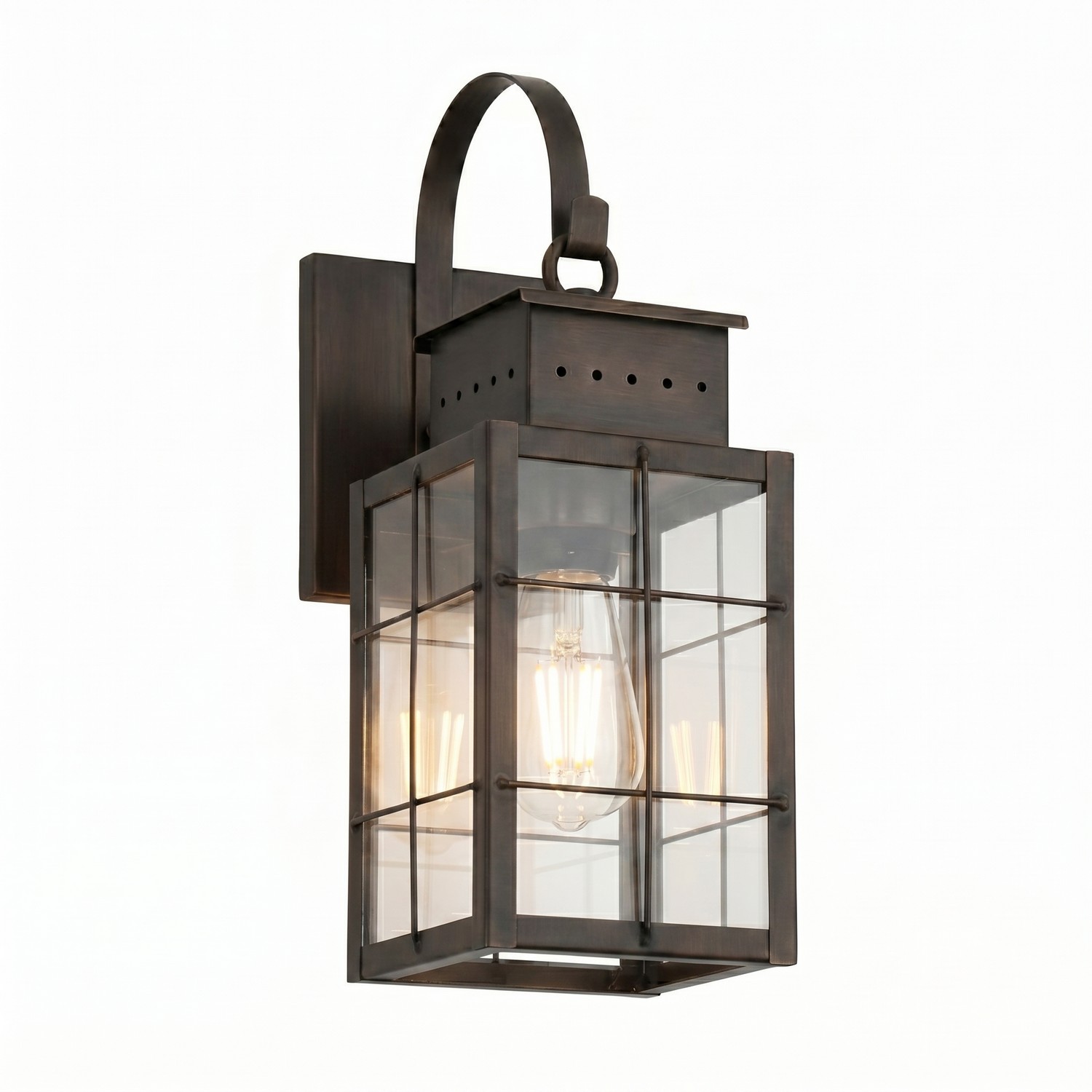 One Light Wall Sconce by Innovations - Norfield Collection, Dark Brass Finish - 9421P-H-DB-CL