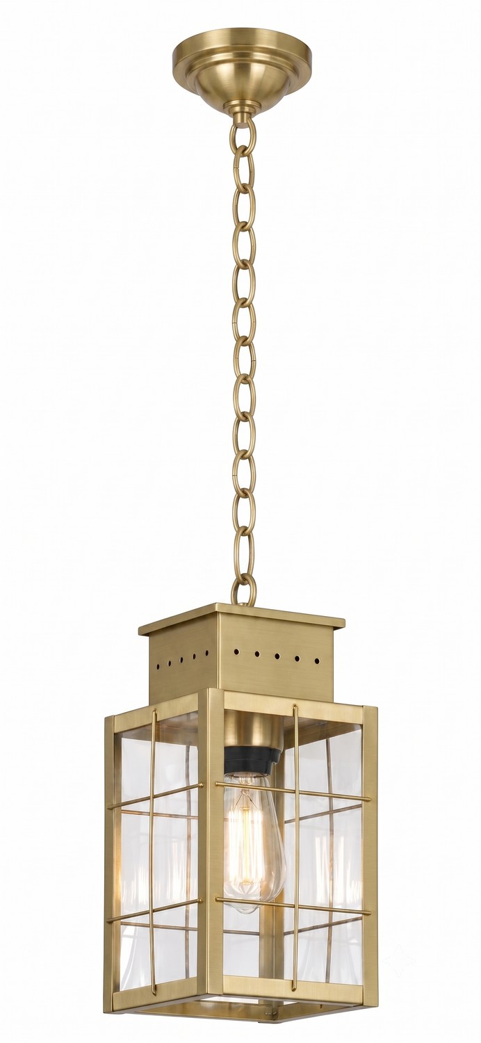 One Light Pendant by Innovations - Norfield Collection, Antique Brass Finish - 9422-H-AB-CL