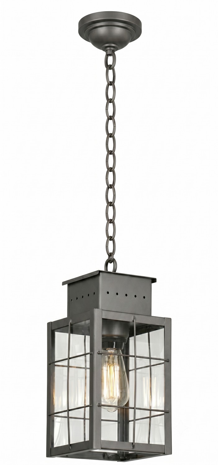 One Light Pendant by Innovations - Norfield Collection, Gunmetal Finish - 9422-H-GM-CL