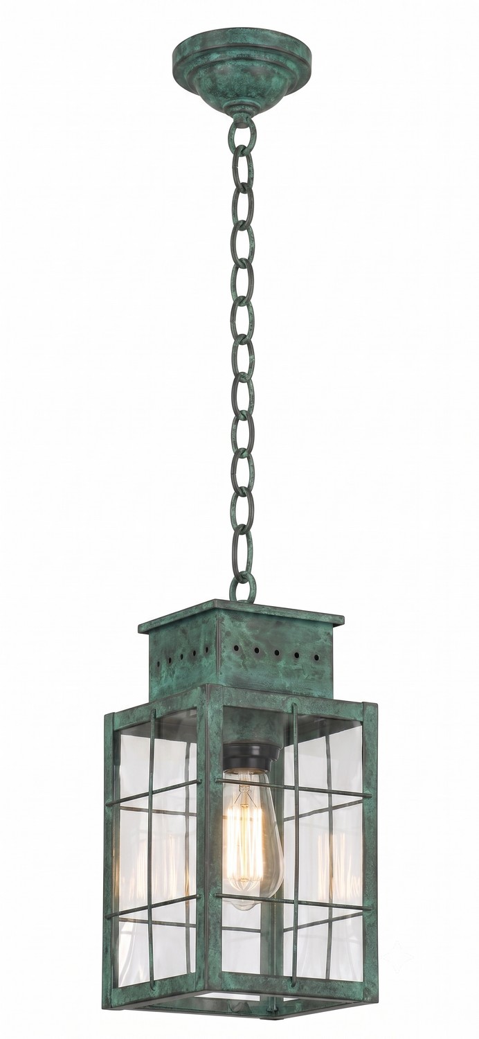 One Light Pendant by Innovations - Norfield Collection, Verde Green Finish - 9422-H-VG-CL