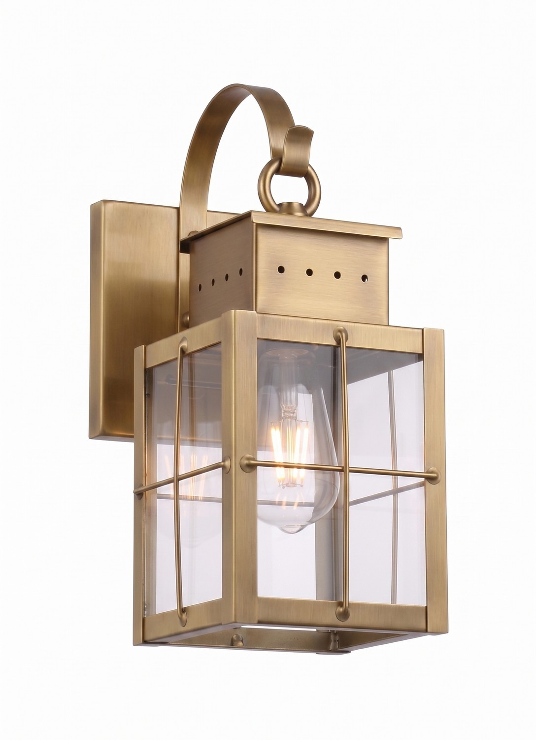 One Light Wall Sconce by Innovations - Norfield Collection, Antique Brass Finish - 9431P-H-AB-CL