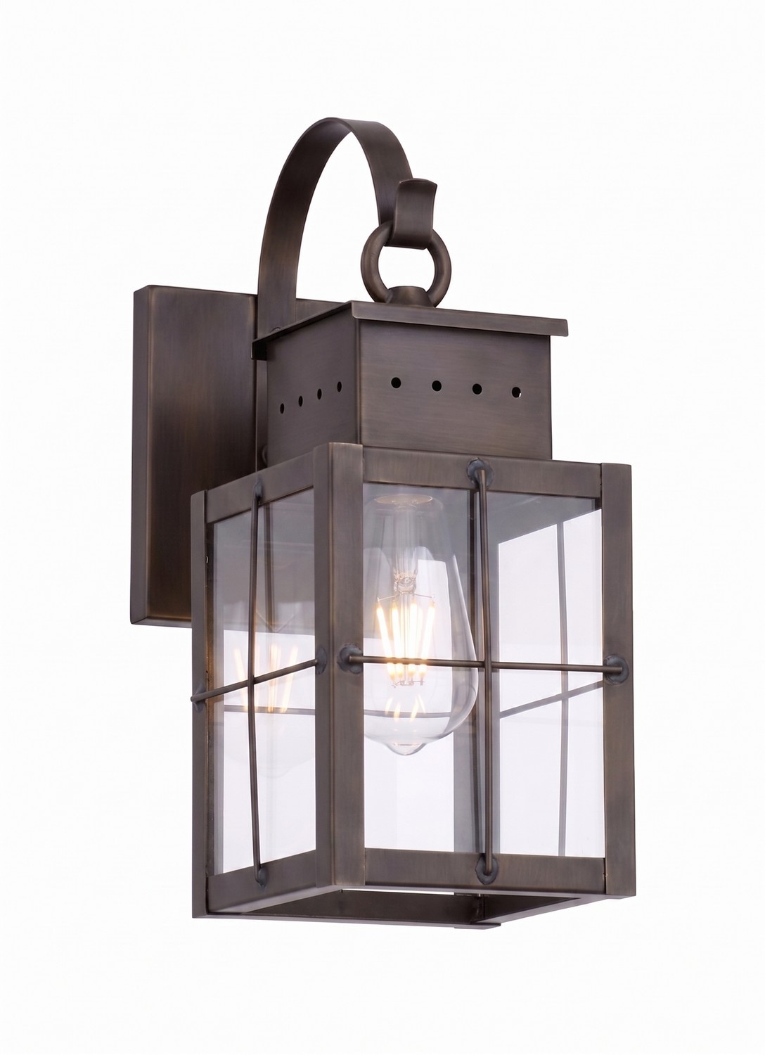 One Light Wall Sconce by Innovations - Norfield Collection, Dark Brass Finish - 9431P-H-DB-CL